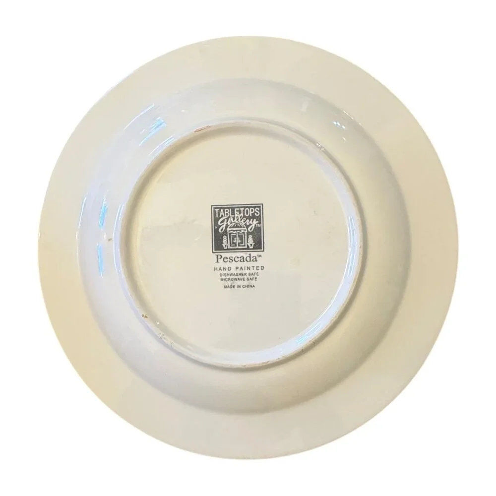 Set Of 4 Tabletops Gallery Pescada Hand-Painted Ceramic Fish Design Dinner Plate - Picture 3 of 6